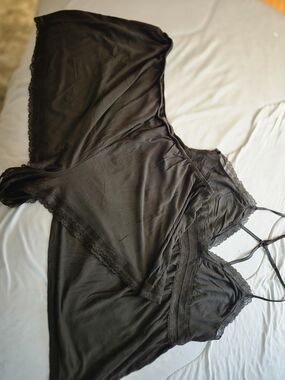 Victoria's Secret Black Lace-Trim Cami And Short Set